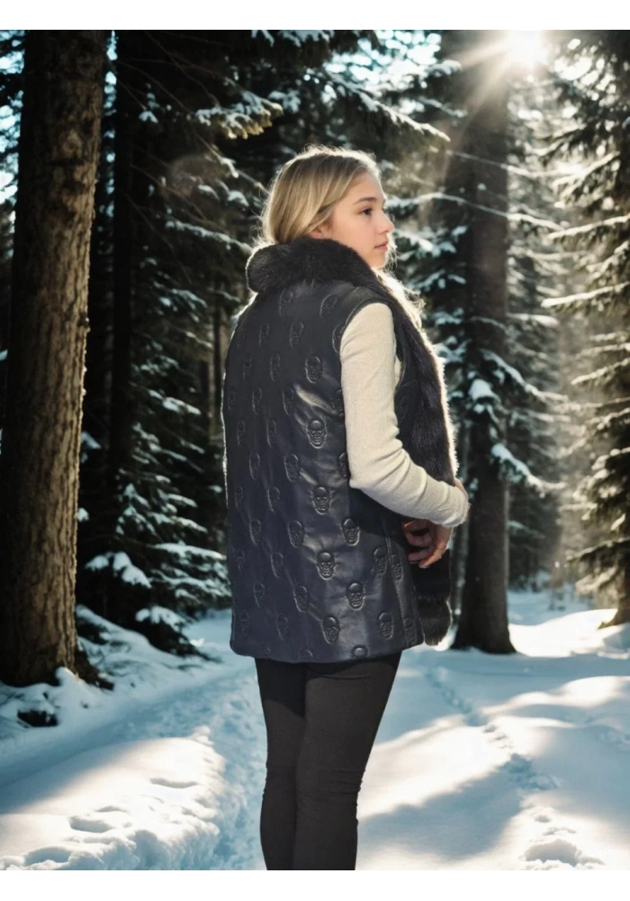 Kadın Kolsuz Fermuarlı Yelek - Lacivert