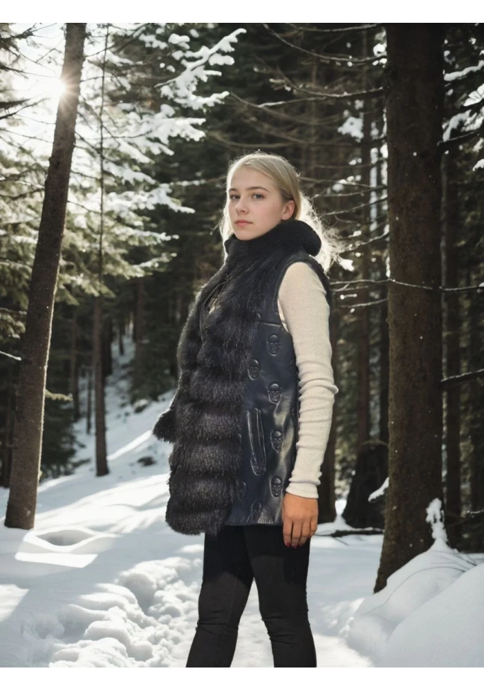 Kadın Kolsuz Fermuarlı Yelek - Lacivert