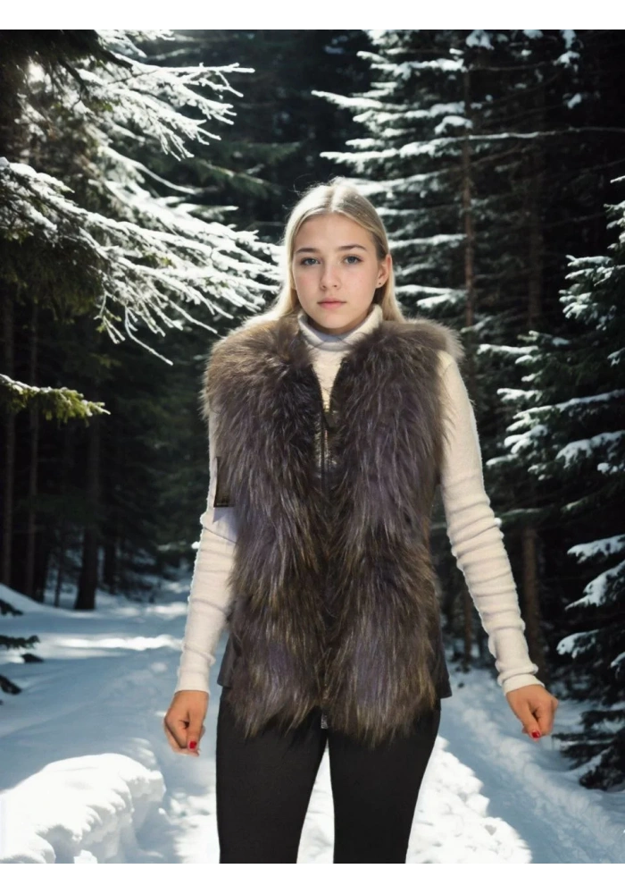 Kadın Kolsuz Fermuarlı Yelek - Siyah