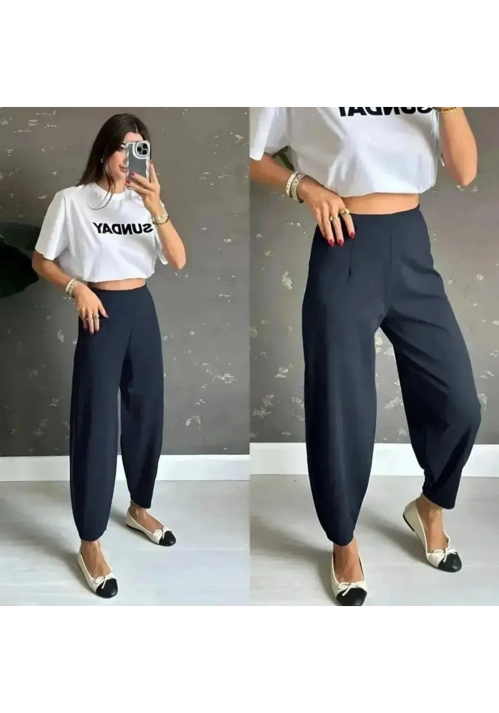 Kadın Krep Kumaş Balon Pantolon