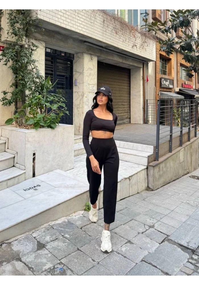 Kadın Krep Kumaş Balon Pantolon