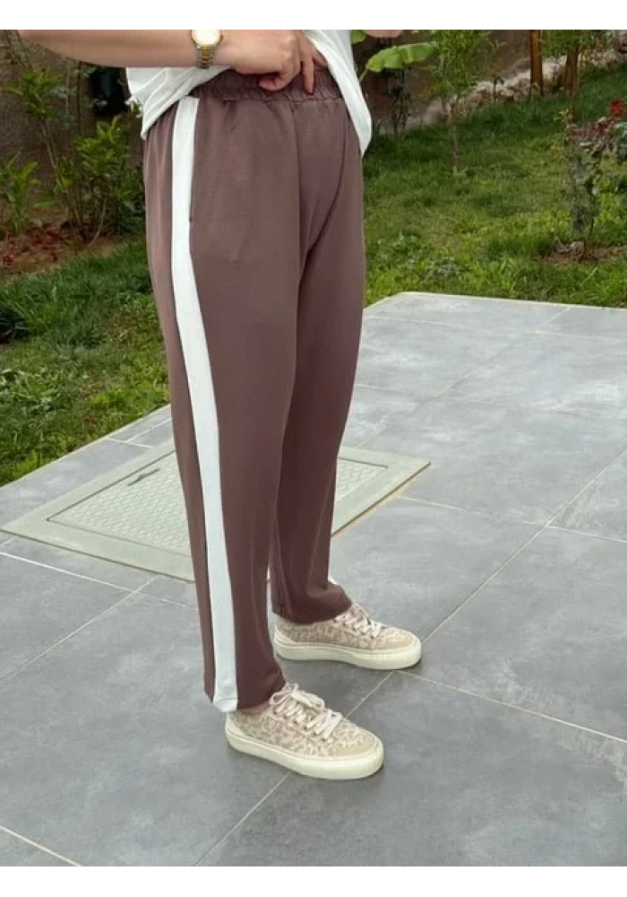 Kadın Modal Dokulu Kumaş Yanı şeritli Takım