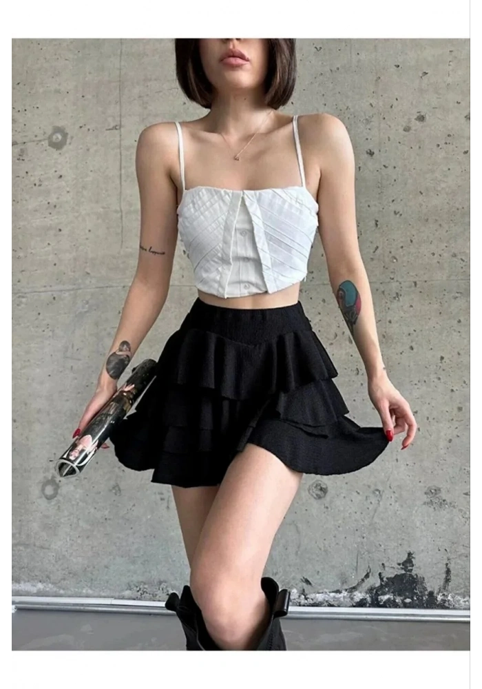 Kadın Mykonos Mini Etek - Siyah