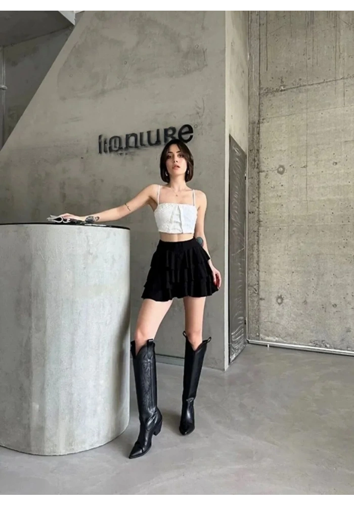 Kadın Mykonos Mini Etek - Siyah