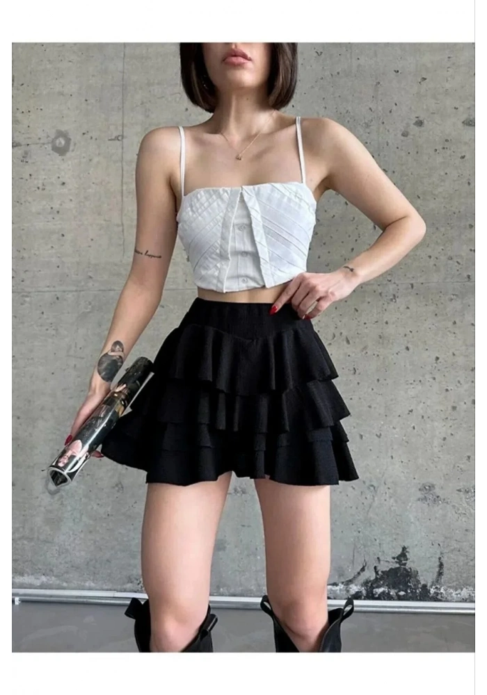 Kadın Mykonos Mini Etek - Siyah