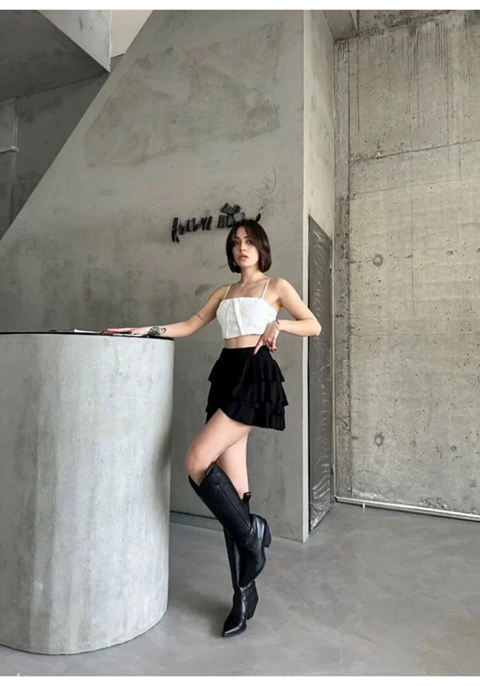 Kadın Mykonos Mini Etek - Siyah