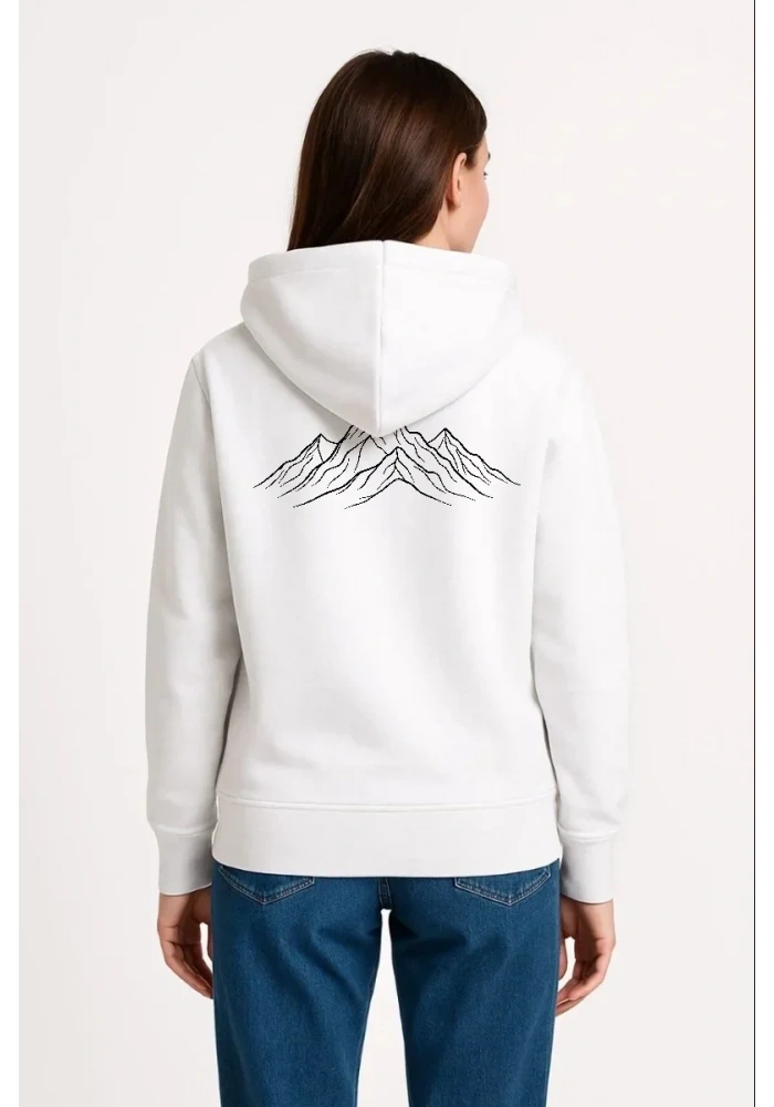 Kadın 3 İplik Pamuklu Kapüşonlu Hoodie Sweatshirt Nihilist Penguen Baskılı - Beyaz