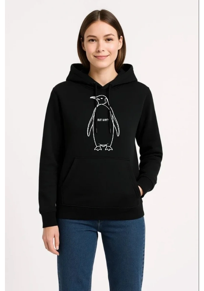 Kadın Nihilist Penguen Özel Tasarım Oversize Kapüşonlu Sweatshirt - Siyah