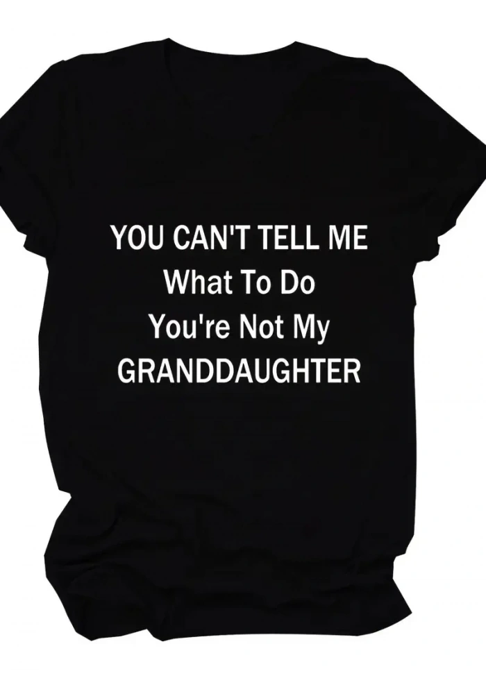 Kadın Baskılı Tişört Kısa Kol Bisiklet Yaka T-shirt - Siyah