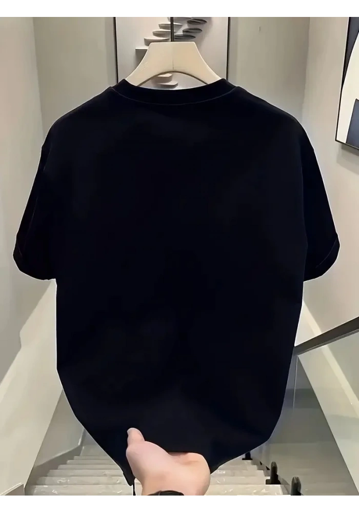 Kadın Kısa Kol Yazlık Tişört Bisiklet Yaka Baskılı Oversize T-Shirt - Siyah