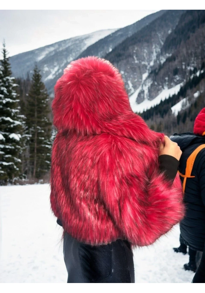 Kadın Premium Doğal Kürk - Bordo