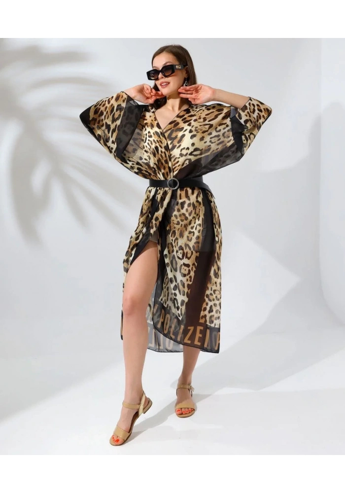Kadın Rahat Kesim Şifon Kimono - Leopar