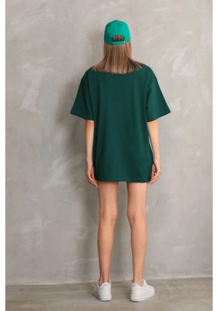 Kadın Regular Fit Tişört Bisiklet Yaka Yazlık Kısa Kol Basıc T-Shirt - Yeşil