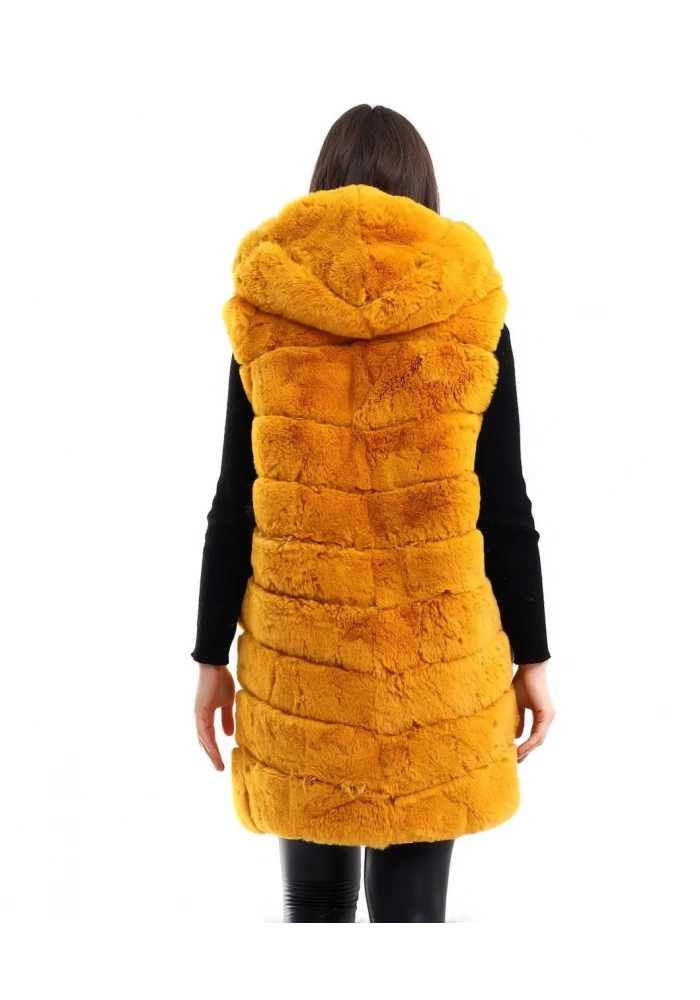 Kadın Reks Kapüşonlu Yelek - Sarı