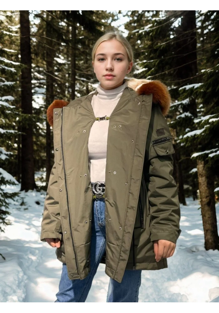 Kadın Su Geçirmez Kapüşonlu Mont - Haki