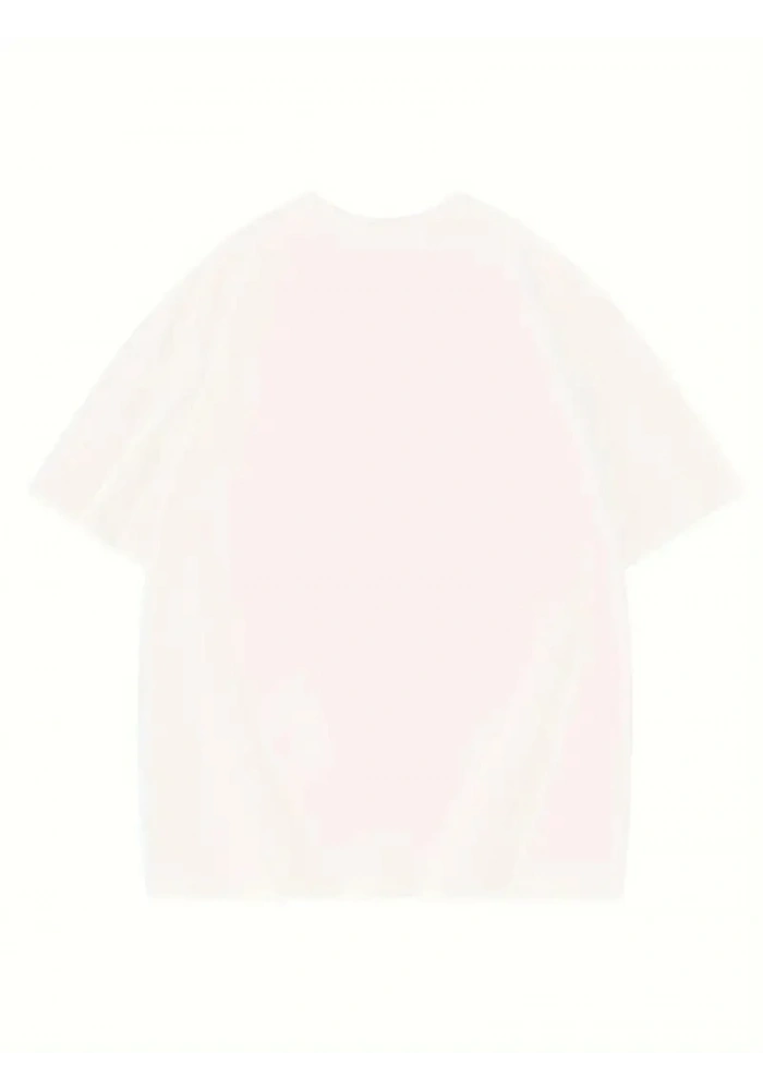 Kadın Baskılı Tişört Bisiklet yaka yazlık Kısa Kol oversize t-shirt - Beyaz