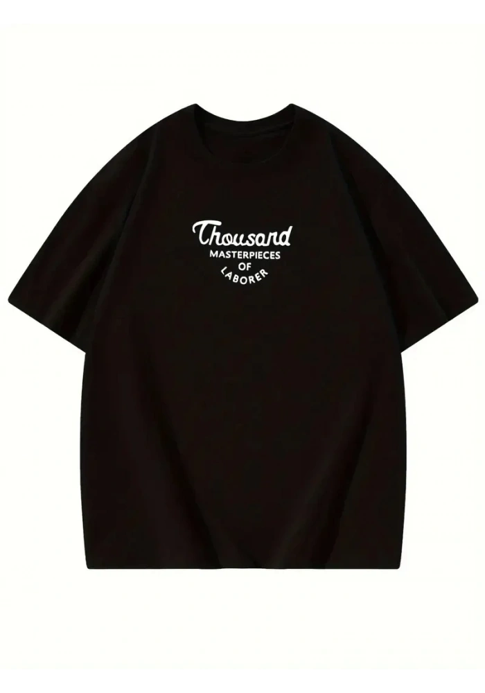 Kadın Baskılı Tişört Bisiklet yaka yazlık Kısa Kol oversize t-shirt - Siyah