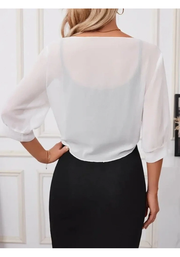 Kadın Truvakar Kol önden Bağlamalı Kısa şifon Bolero Ceket