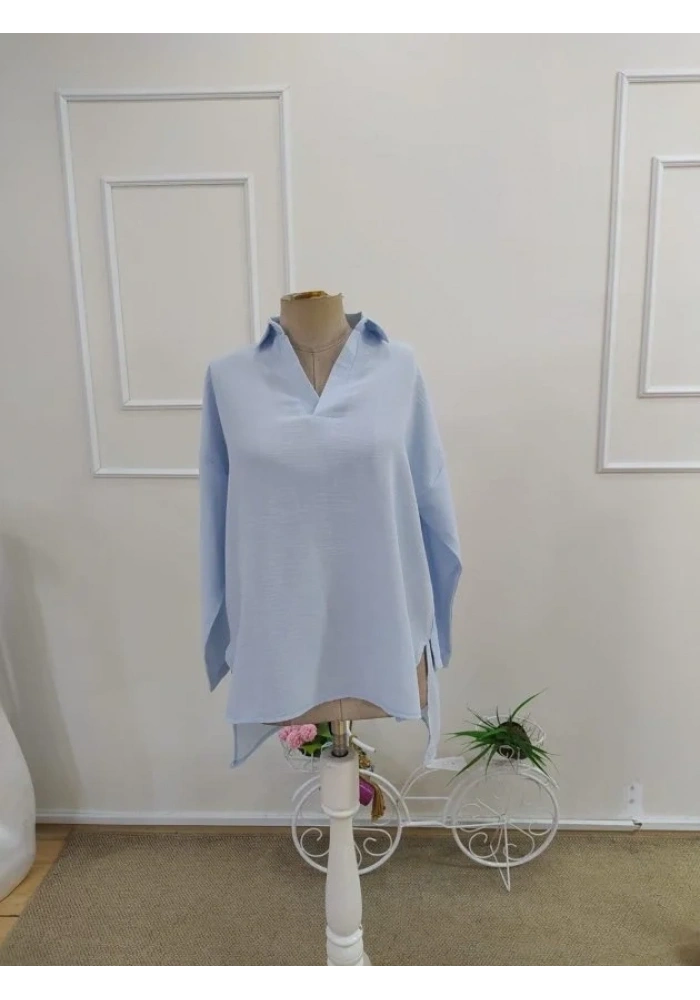 Kadın Truvakar Kollu Yakalı önden Düğmeli Gömlek
