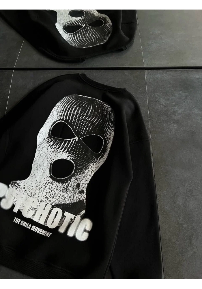 Kadın 3 iplik Kışlık Bisiklet Yaka Baskılı SweatShirt - Siyah