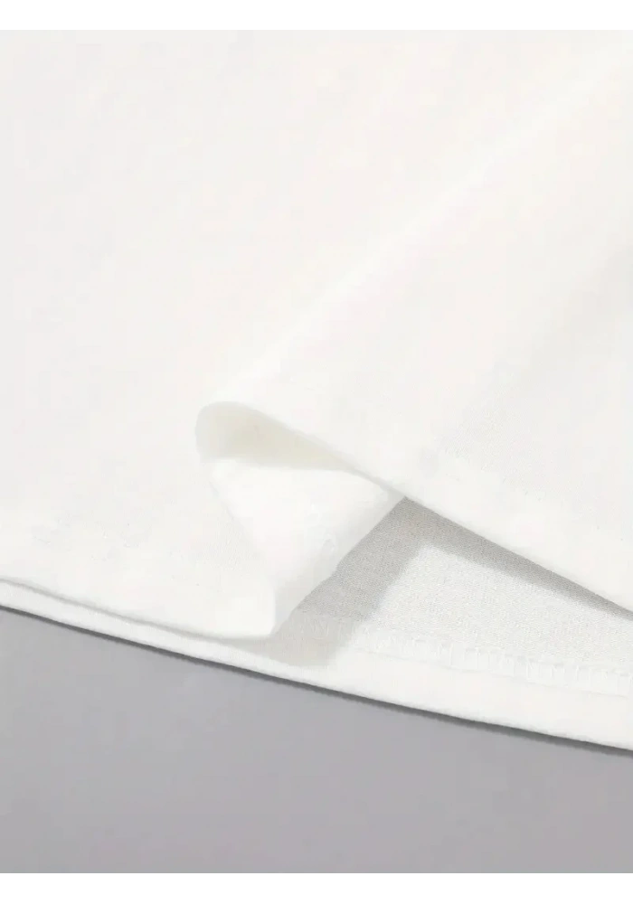 Erkek Kısa Kol Yazlık Tişört Bisiklet Yaka Baskılı Oversize T-Shirt - Beyaz