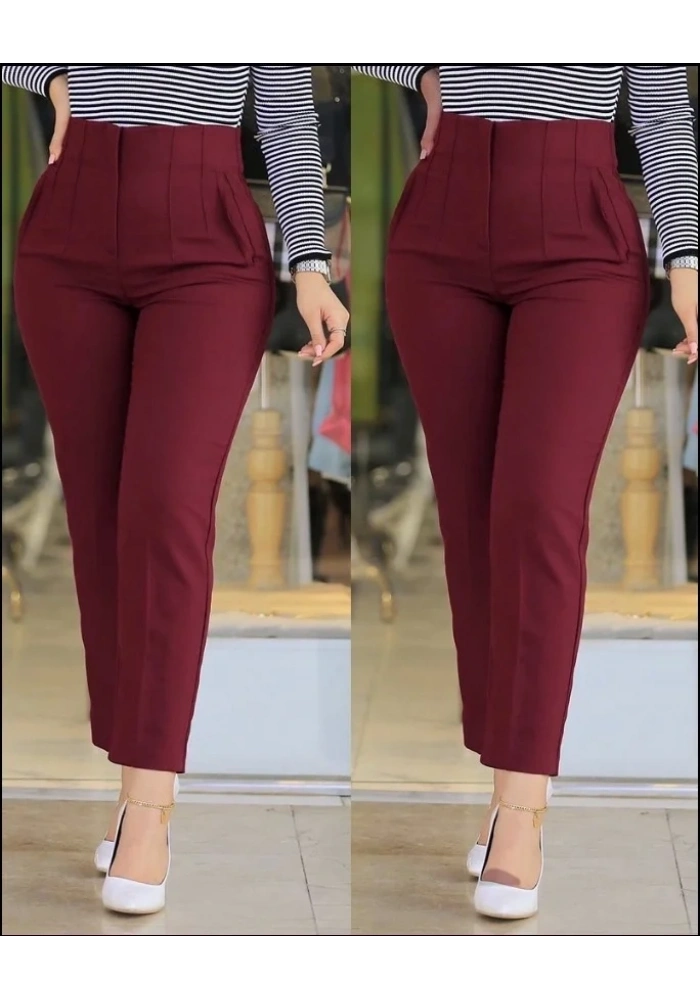 Kadın üste Oturan Paçası Bilek üzerinde Biten Atlas Kumaş Pantolon 36 (S) - 48 (4XL)