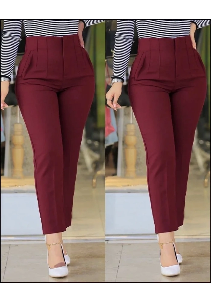 Kadın üste Oturan Paçası Bilek üzerinde Biten Atlas Kumaş Pantolon 36 (S) - 48 (4XL)
