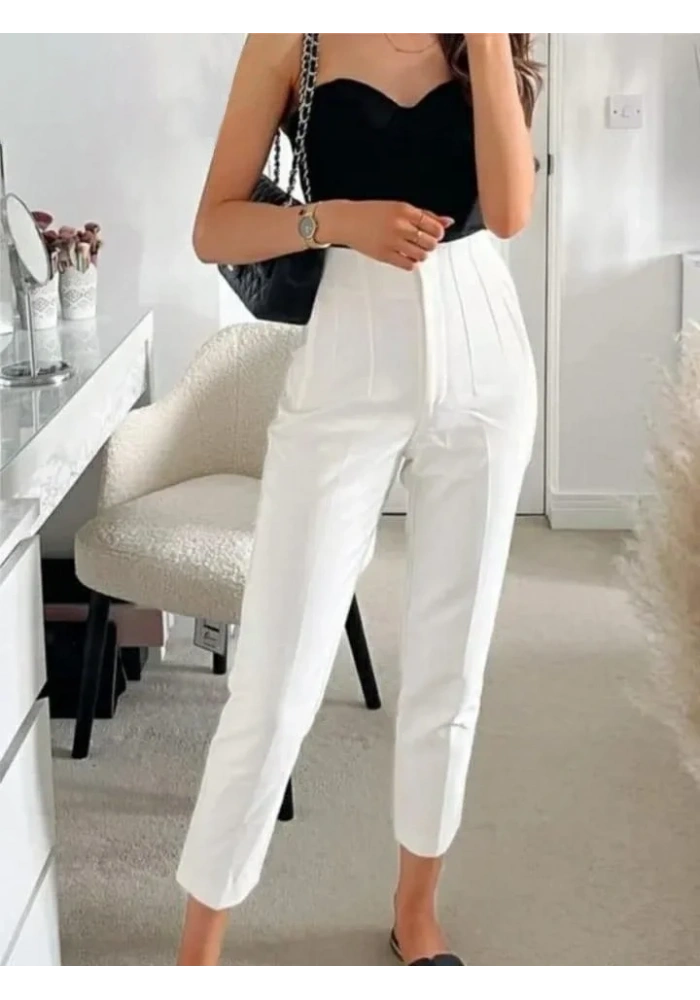 Kadın üste Oturan Paçası Bilek üzerinde Biten Atlas Kumaş Pantolon 36 (S) - 50 (5XL)