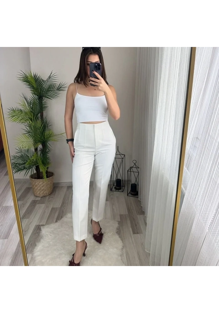 Kadın üste Oturan Paçası Bilek üzerinde Biten Atlas Kumaş Pantolon 36 (S) - 50 (5XL)