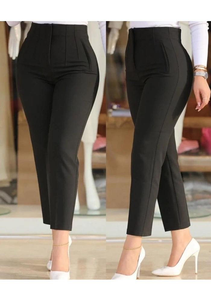 Kadın üste Oturan Paçası Bilek üzerinde Biten Krep Kumaş Kumaş Pantolon 36 (S) - 50 (5XL)