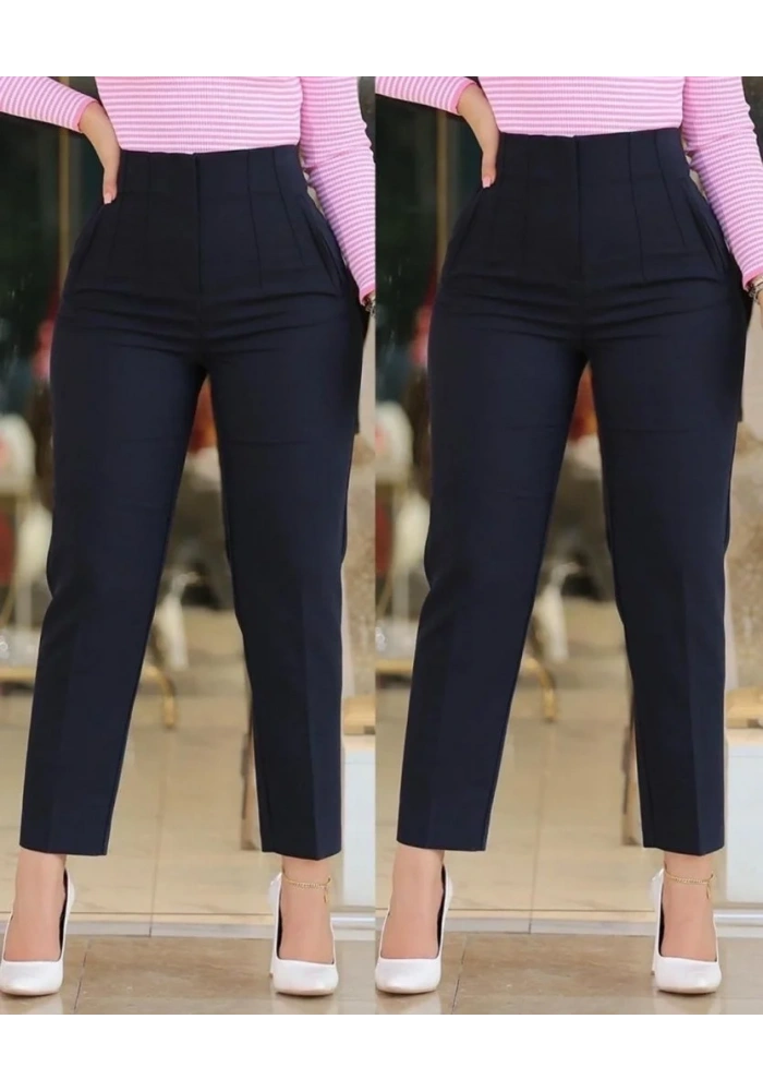 Kadın üste Oturan Paçası Bilek üzerinde Biten Krep Kumaş Kumaş Pantolon 36 (S) - 50 (5XL)