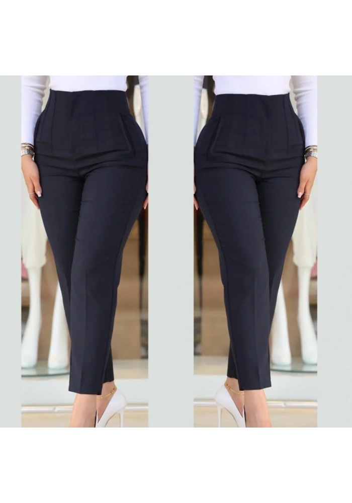 Kadın üste Oturan Paçası Bilek üzerinde Biten Krep Kumaş Kumaş Pantolon 36 (S) - 50 (5XL)