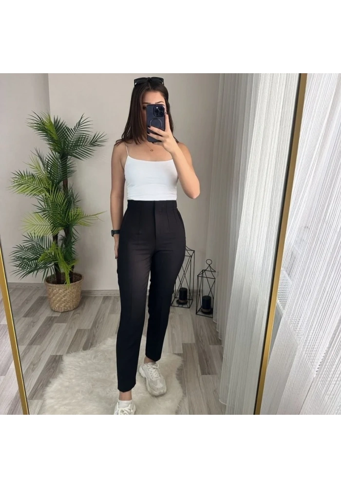 Kadın üste Oturan Paçası Bilek üzerinde Biten Krep Kumaş Kumaş Pantolon 36 (S) - 50 (5XL)