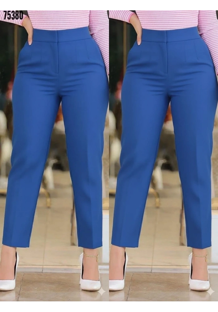 Kadın üste Oturan Paçası Bilek üzerinde Biten Krep Kumaş Pantolon 36 (S) - 50 (5XL)