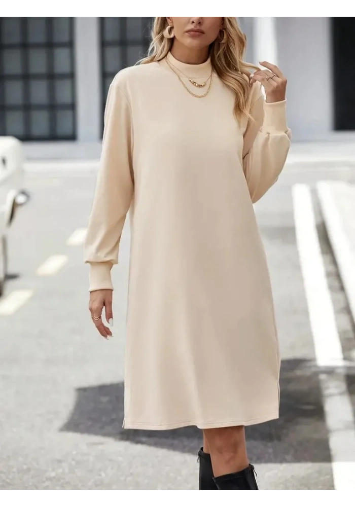 Kadın Uzun Kollu Balıkçı Yaka Kısa şardonlu Dalgıç Elbise