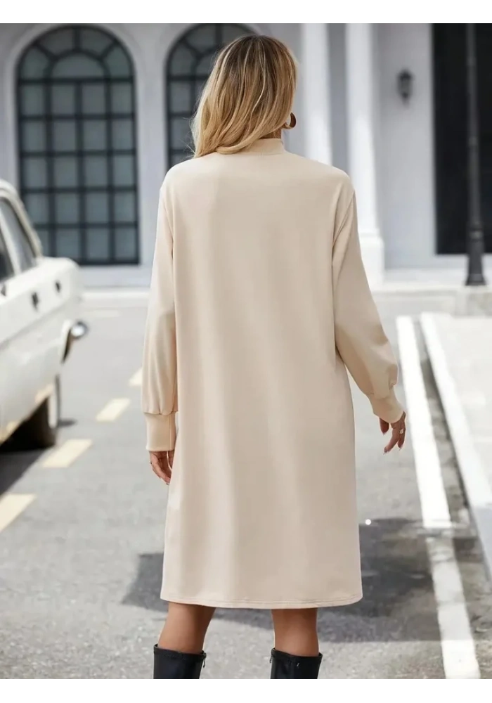 Kadın Uzun Kollu Balıkçı Yaka Kısa şardonlu Dalgıç Elbise