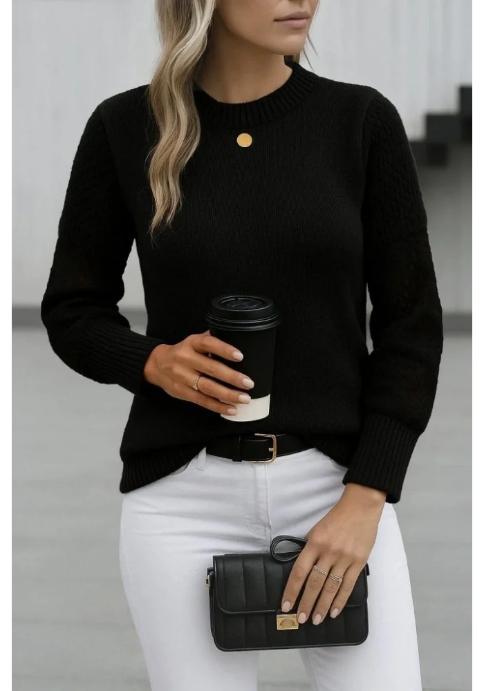 Kadın Uzun Kollu Bisiklet Yaka Triko Bluz