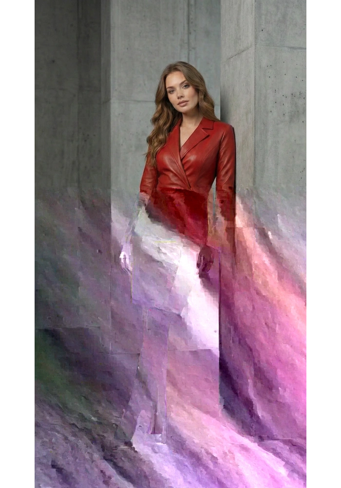 Kadın Uzun Kollu Yakalı Mini Deri Elbise