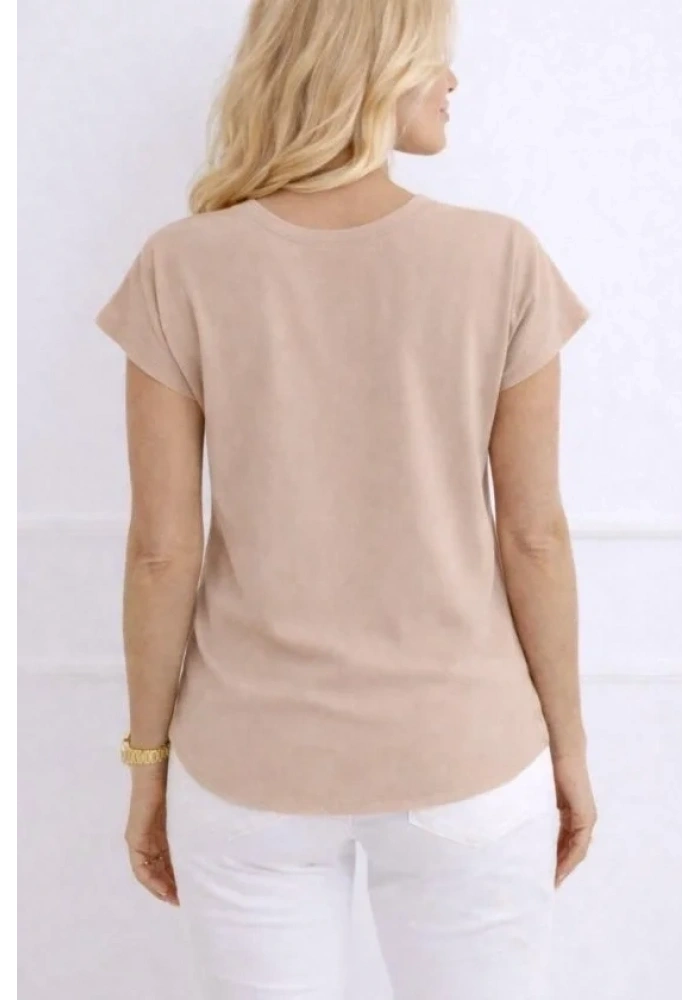 Kadın V Yaka Kısa Kol Dokuma Viskon Kumaş Bluz