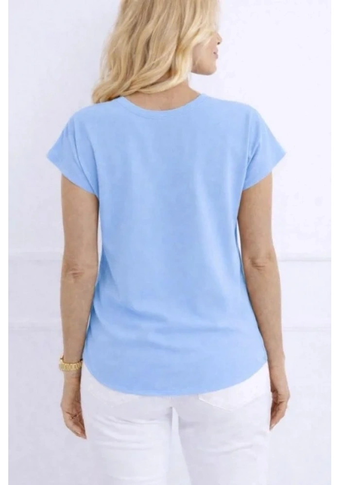 Kadın V Yaka Kısa Kol Dokuma Viskon Kumaş Bluz