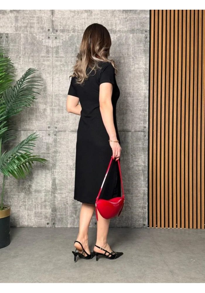 Kadın Yaka Ribanalı Çift Yırtmaçlı Elbise