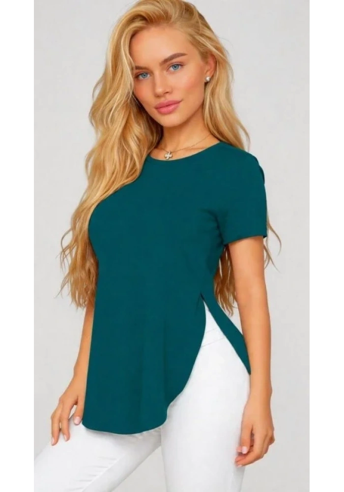 Kadın Yırtmaç Detaylı Viskon Kumaş Bluz