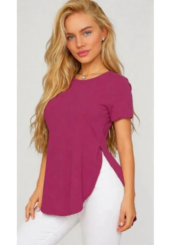 Kadın Yırtmaç Detaylı Viskon Kumaş Bluz