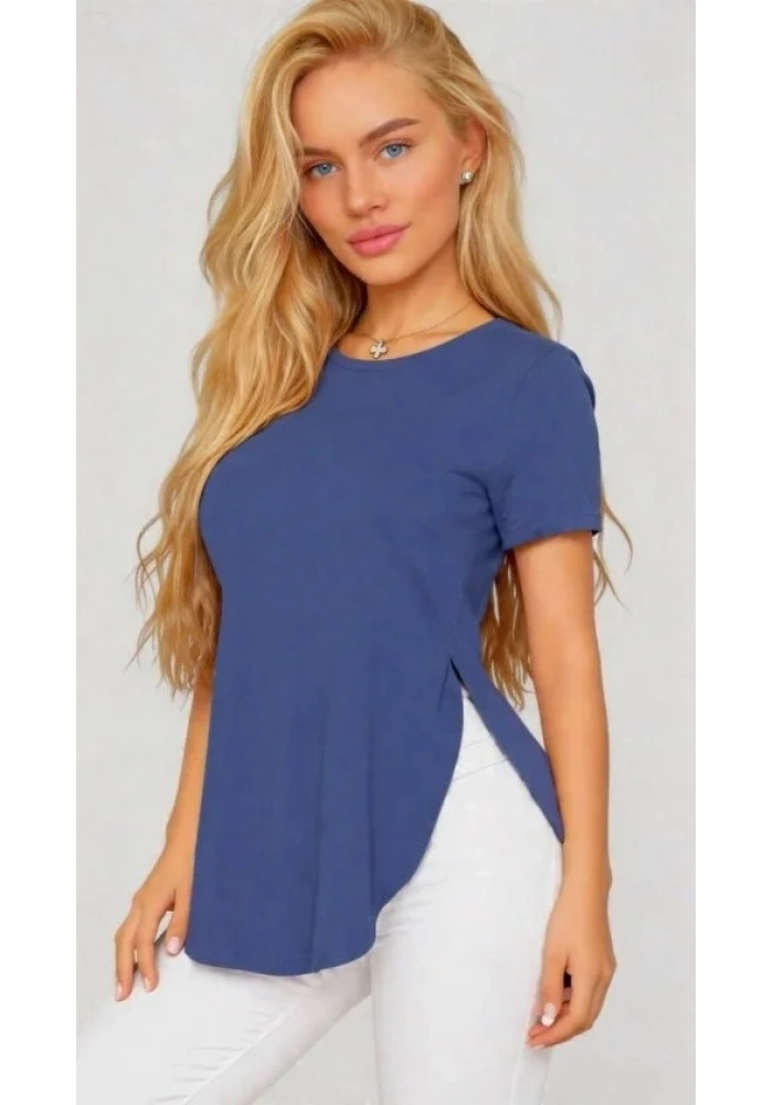 Kadın Yırtmaç Detaylı Viskon Kumaş Bluz