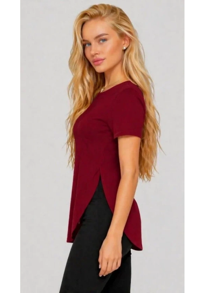 Kadın Yırtmaç Detaylı Viskon Kumaş Bluz