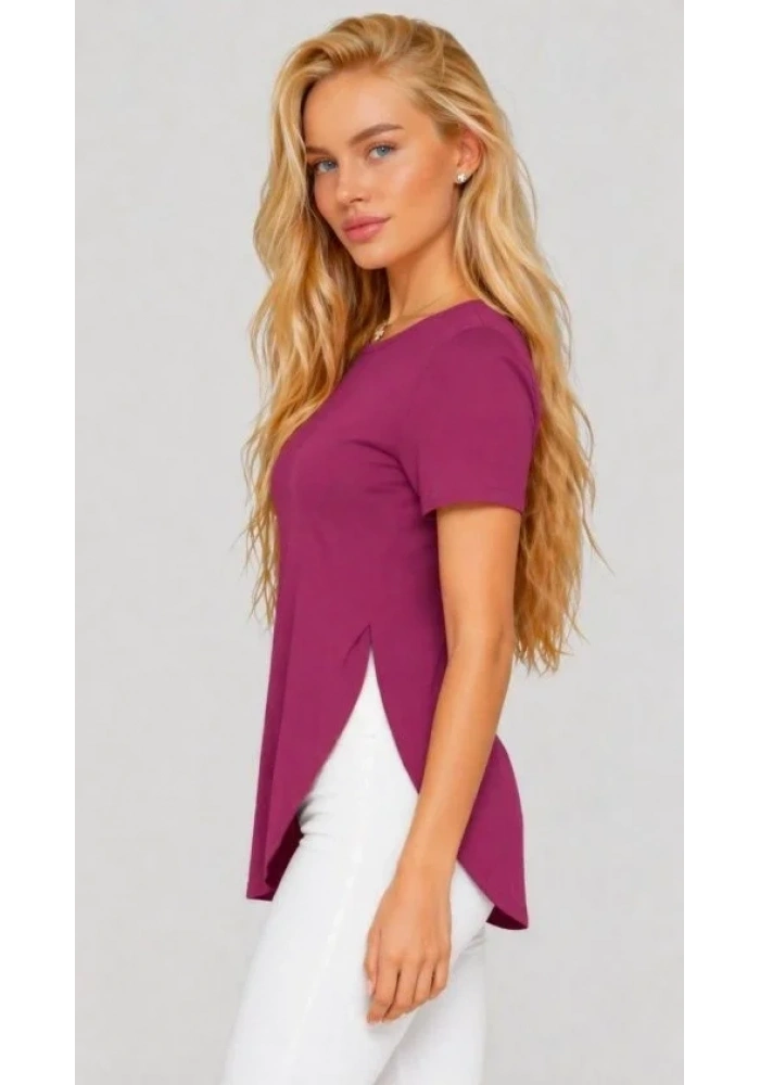 Kadın Yırtmaç Detaylı Viskon Kumaş Bluz