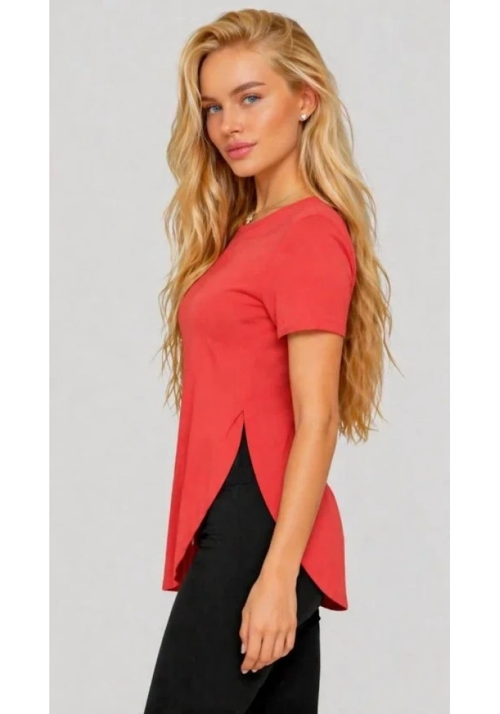 Kadın Yırtmaç Detaylı Viskon Kumaş Bluz