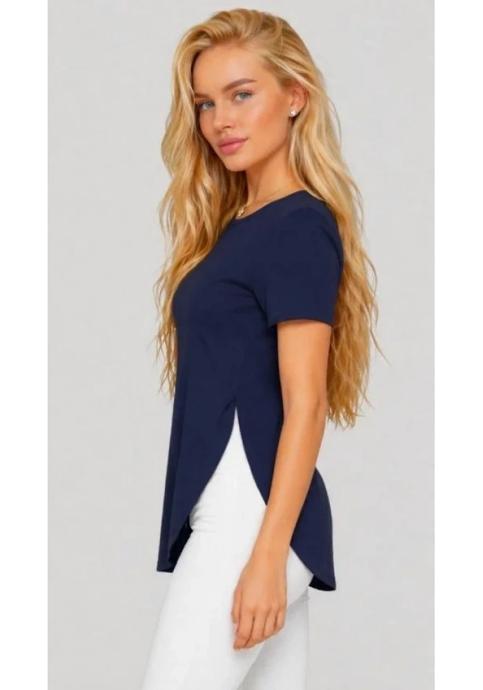 Kadın Yırtmaç Detaylı Viskon Kumaş Bluz