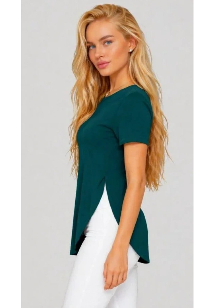 Kadın Yırtmaç Detaylı Viskon Kumaş Bluz