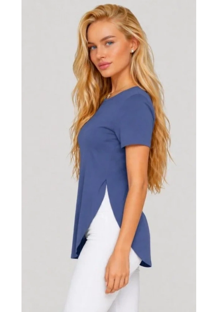 Kadın Yırtmaç Detaylı Viskon Kumaş Bluz